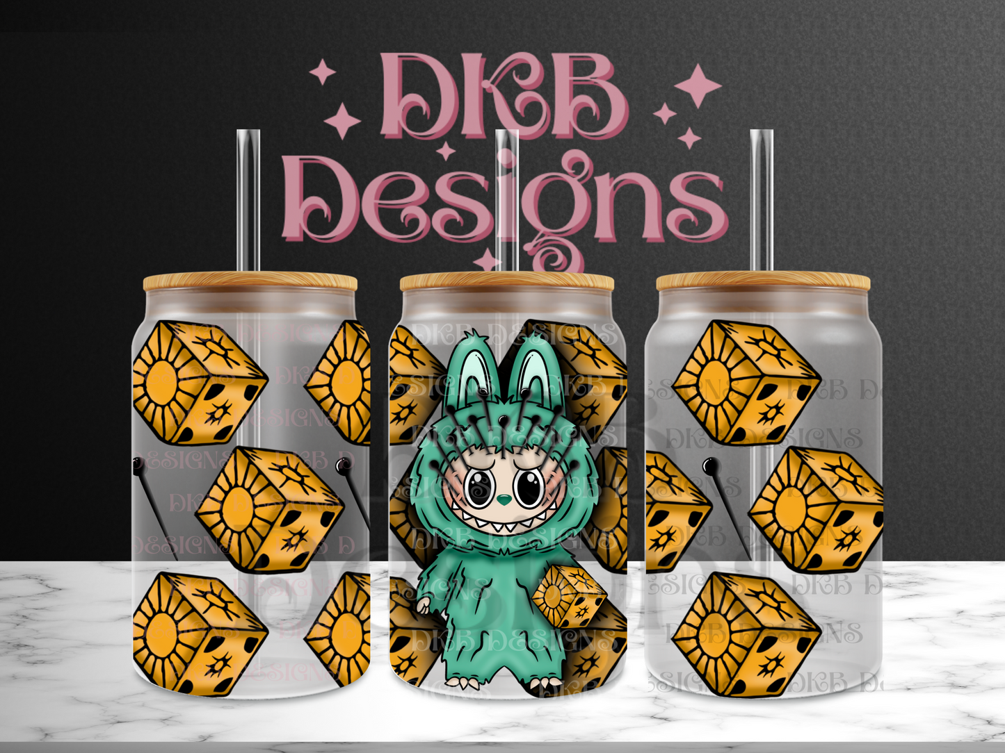 Horror monsters pin 16oz glass can UV DTF