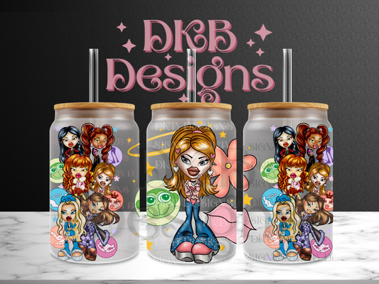 Dolls 16oz glass can UV DTF