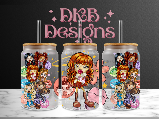 Dolls 16oz glass can UV DTF