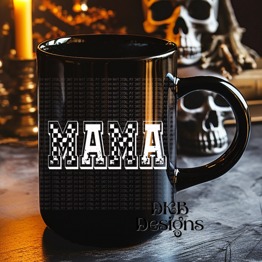 Mama checker white UV DTF