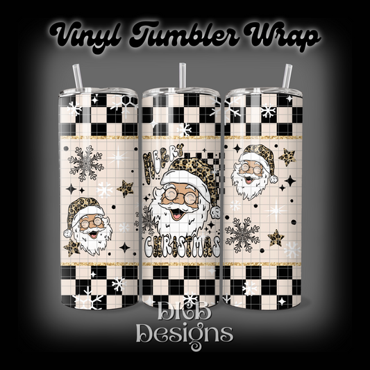 Cheetah merry Christmas vinyl tumbler wrap