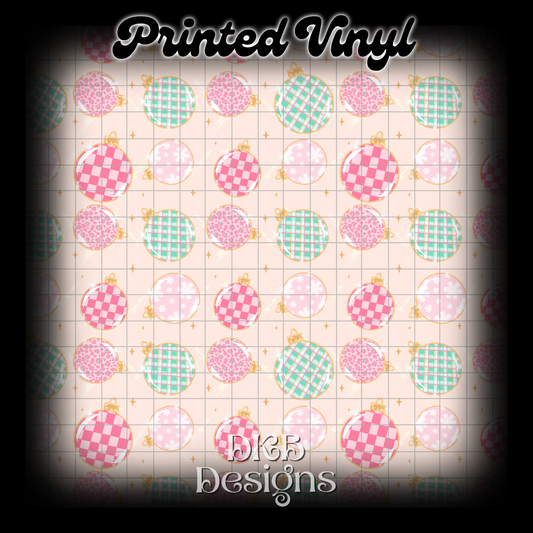 Pink teal ornaments Printed Vinyl