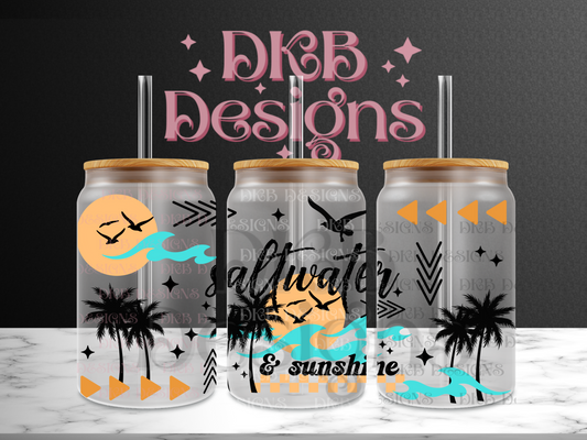 Saltwater 16oz glass can UV DTF