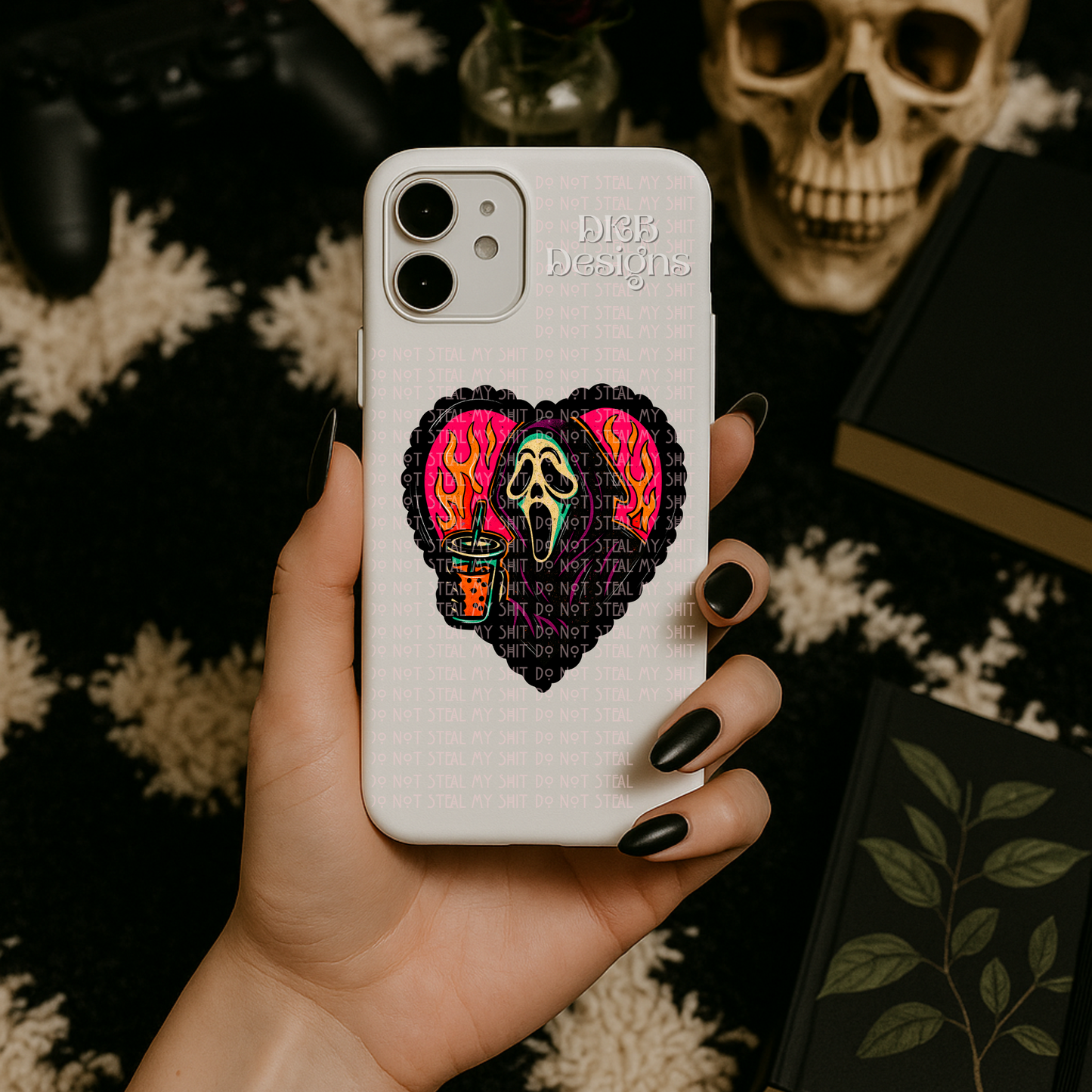 Horror coffee heart UV DTF