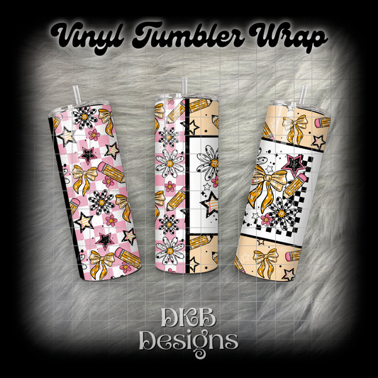 School bow vinyl tumbler wrap