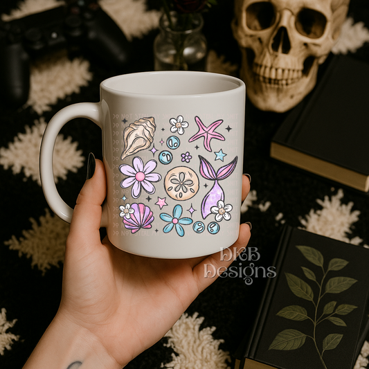 Mermaid florals collage UV DTF