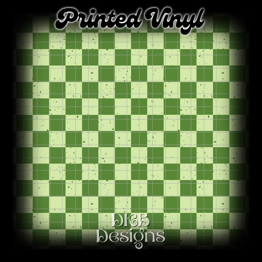 Green distressed checker Vinyl