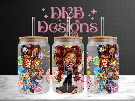 Dolls 16oz glass can UV DTF