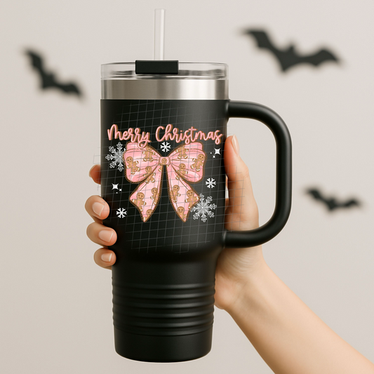 Merry Christmas gingerbread bow UV DTF