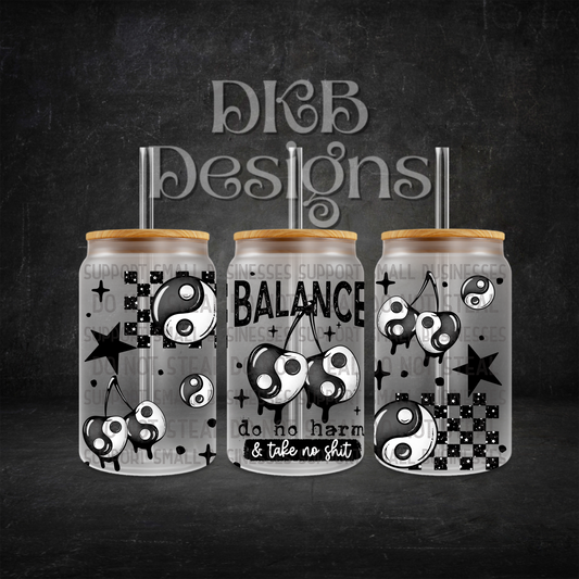 Take no shit 16oz glass can UV DTF