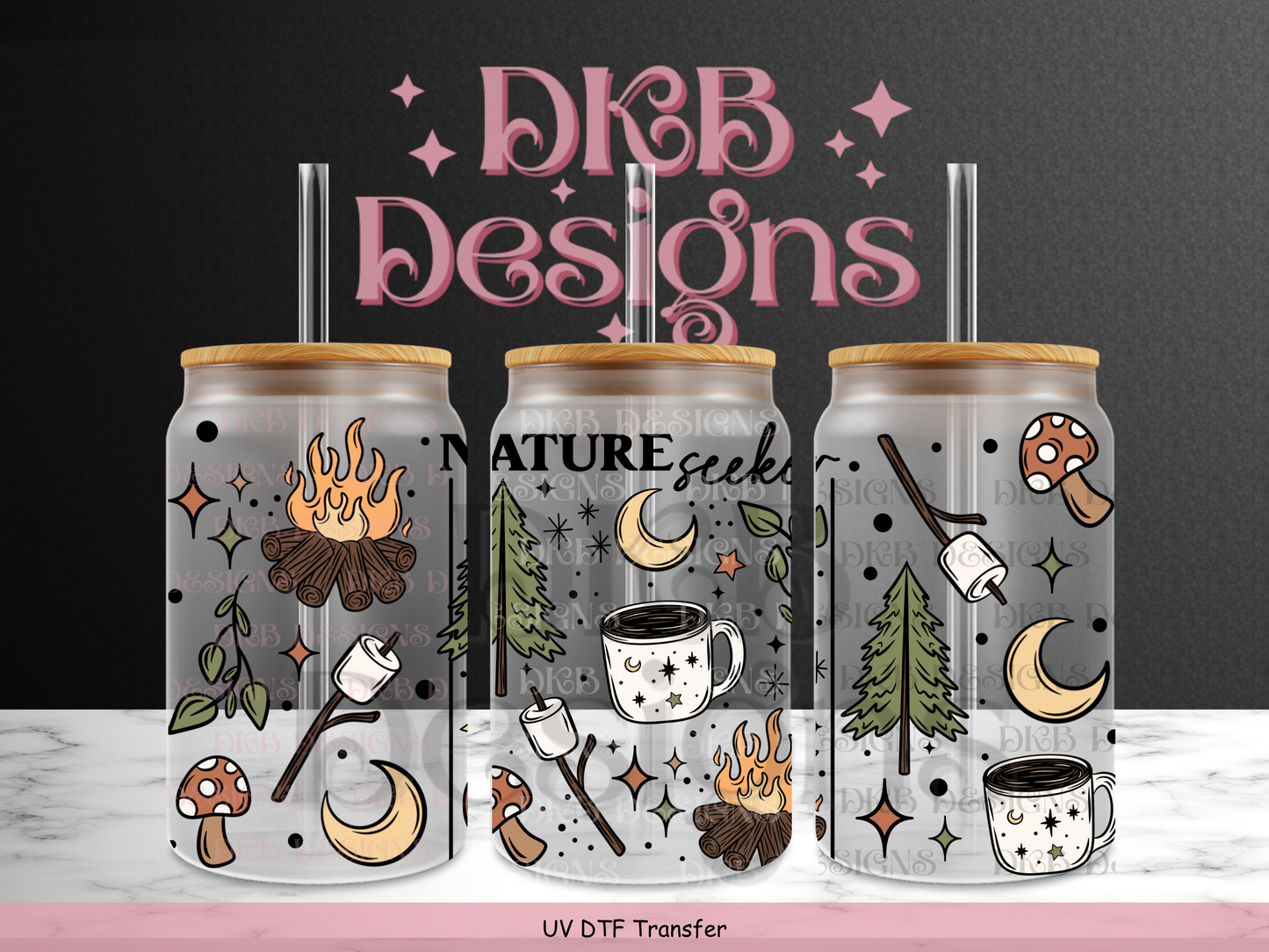 Nature seeker 16oz glass can UV DTF