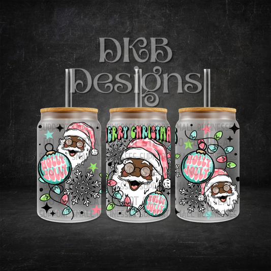 Merry Christmas 16oz glass can UV DTF