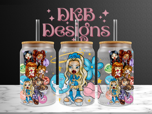 Dolls 16oz glass can UV DTF
