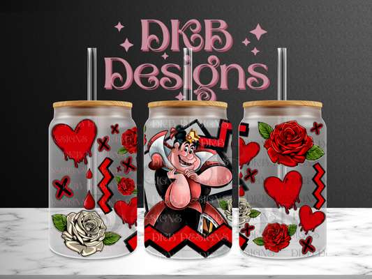 Heart queen 16oz glass can UV DTF