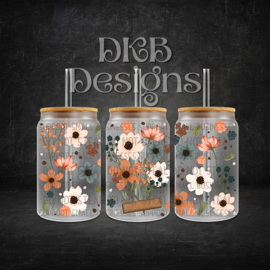 Wildflowers 16oz glass can UV DTF