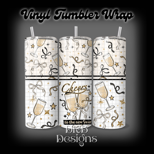 Cheers new year vinyl tumbler wrap