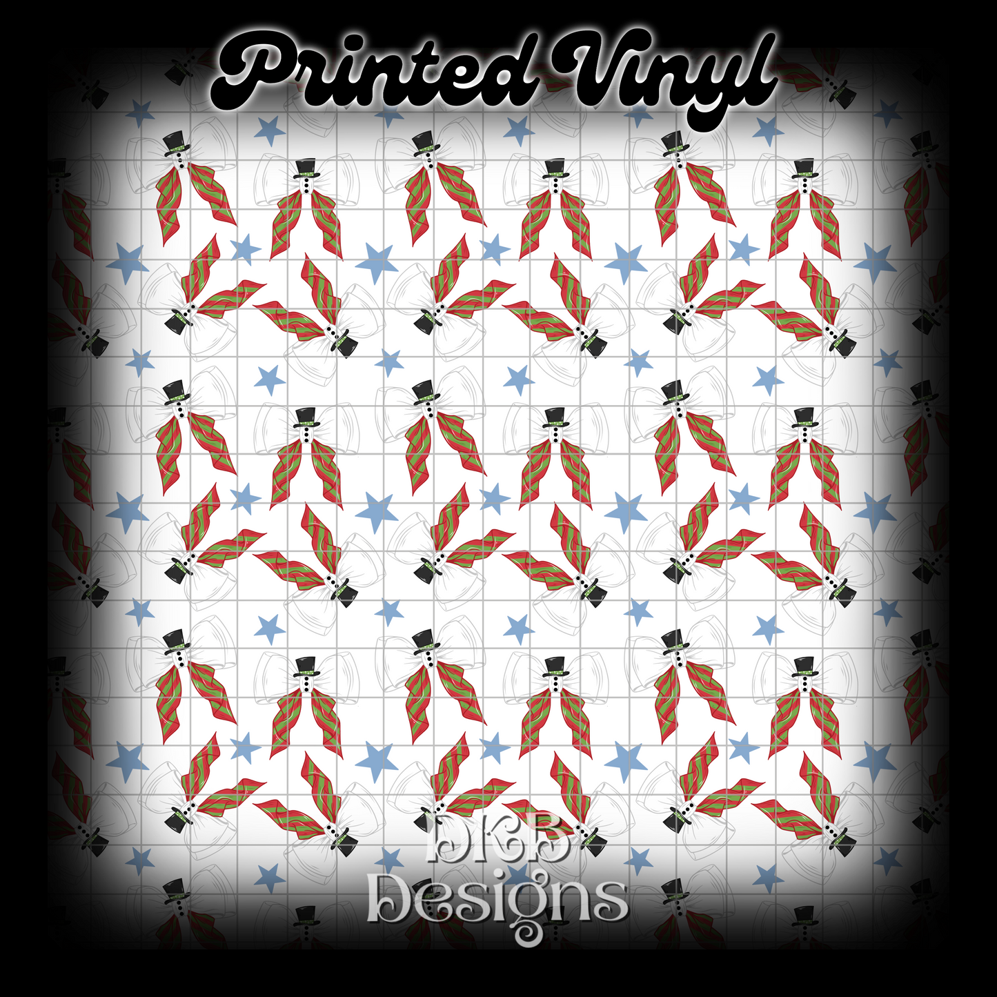 Snowman bow Printed Vinyl