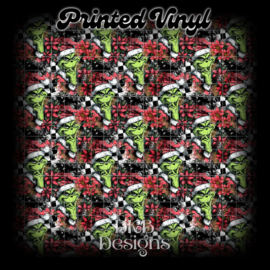 Mean green poinsettia Printed Vinyl