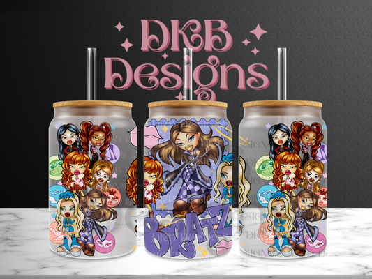 Dolls 16oz glass can UV DTF