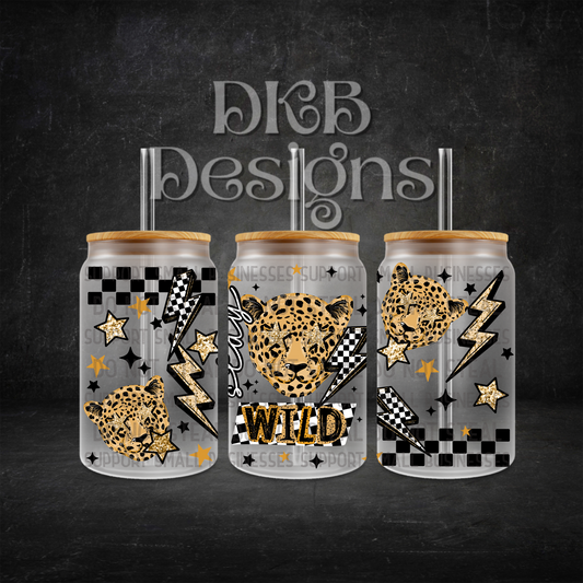 Stay wild 16oz glass can UV DTF