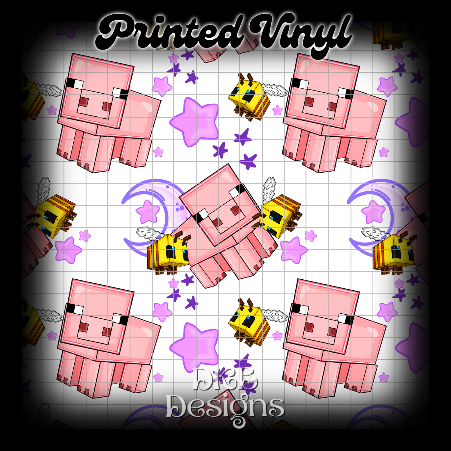 Pig purple stars Printed Vinyl (5 color ways)