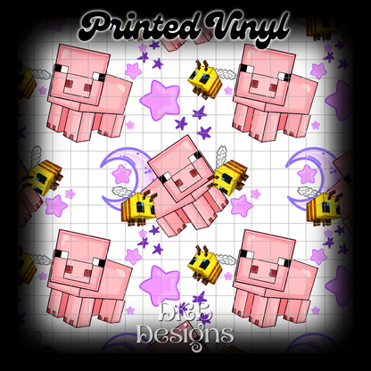 Pig purple stars Printed Vinyl (5 color ways)
