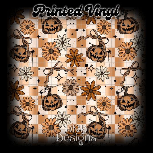 Pumpkin florals checker Vinyl