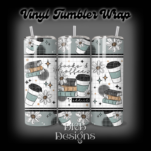 Books & coffee vinyl tumbler wrap