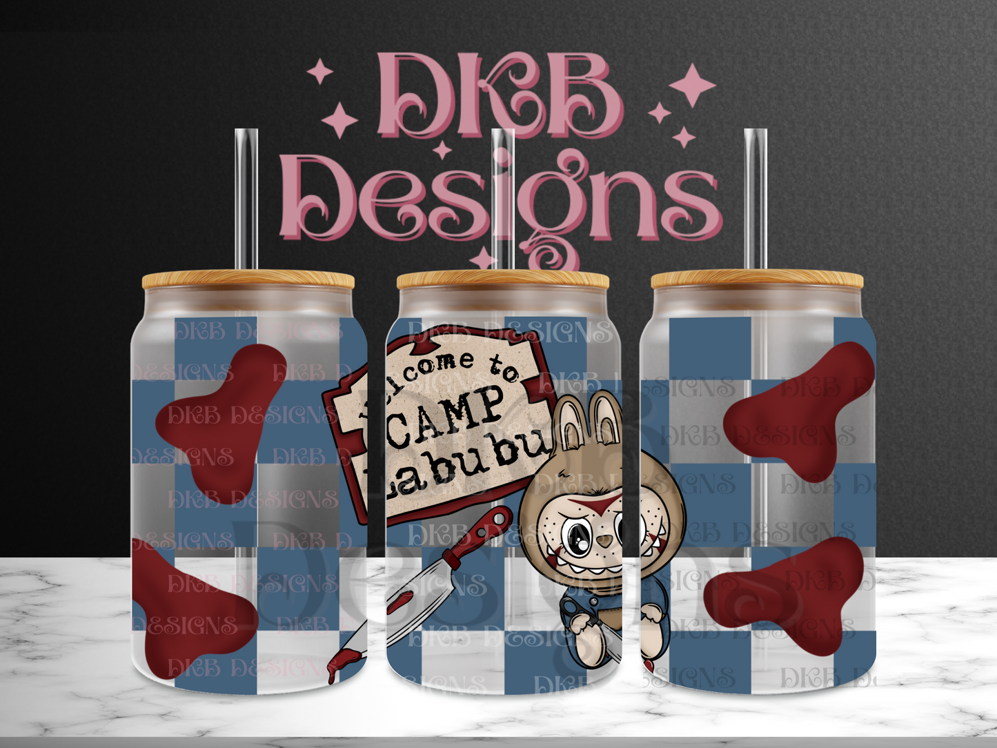 Horror monsters J 16oz glass can UV DTF