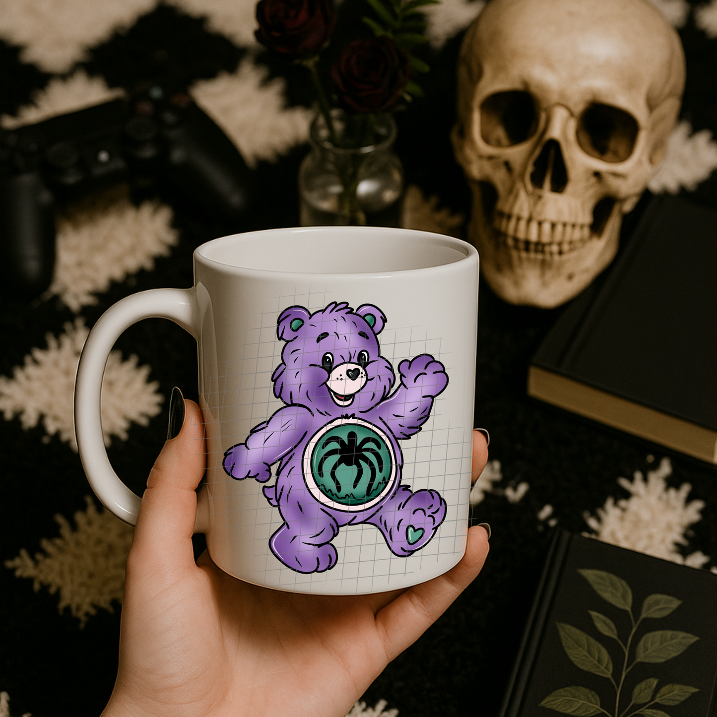 Purple stranger bear UV DTF
