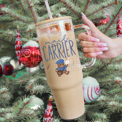 Blue mail carrier gingerbread UV DTF