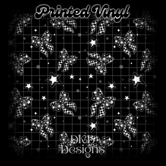 Checker bows and stars Vinyl