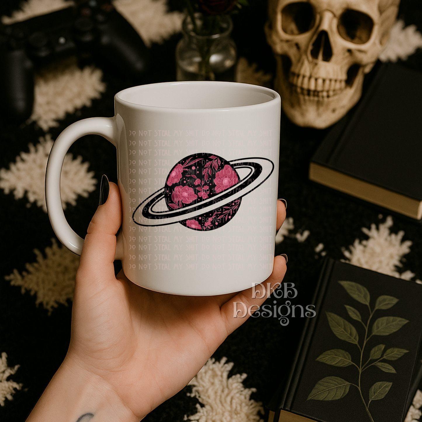 Vintage floral planet pink UV DTF