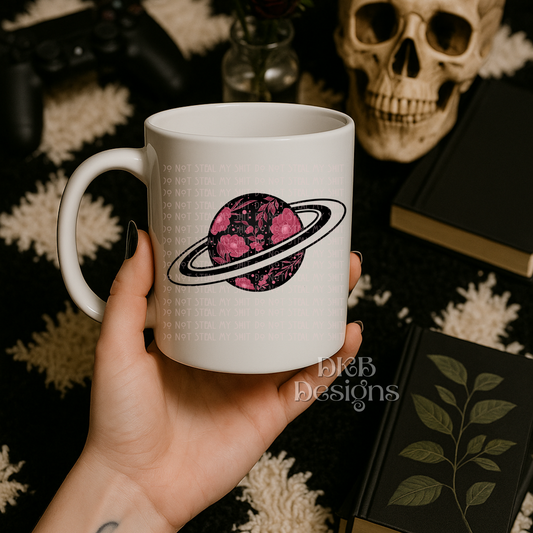 Vintage floral planet pink UV DTF