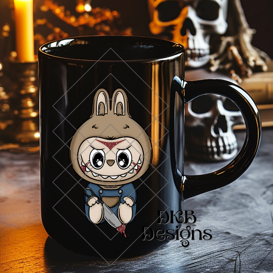 Horror monsters J no words faux glitter UV DTF