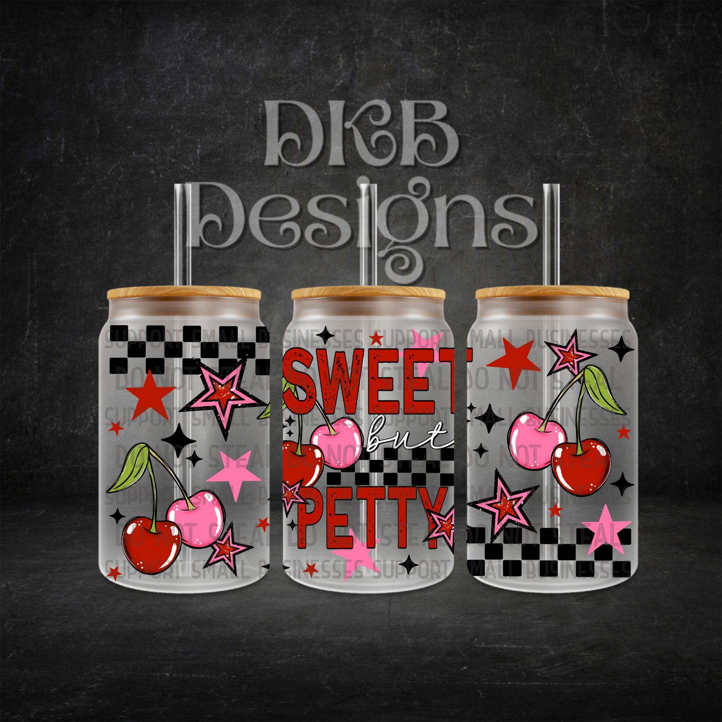 Sweet but petty 16oz glass can UV DTF