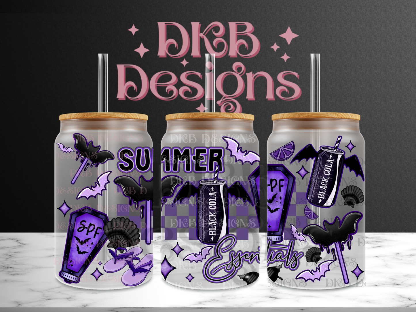 Summer essentials 16oz glass can UV DTF