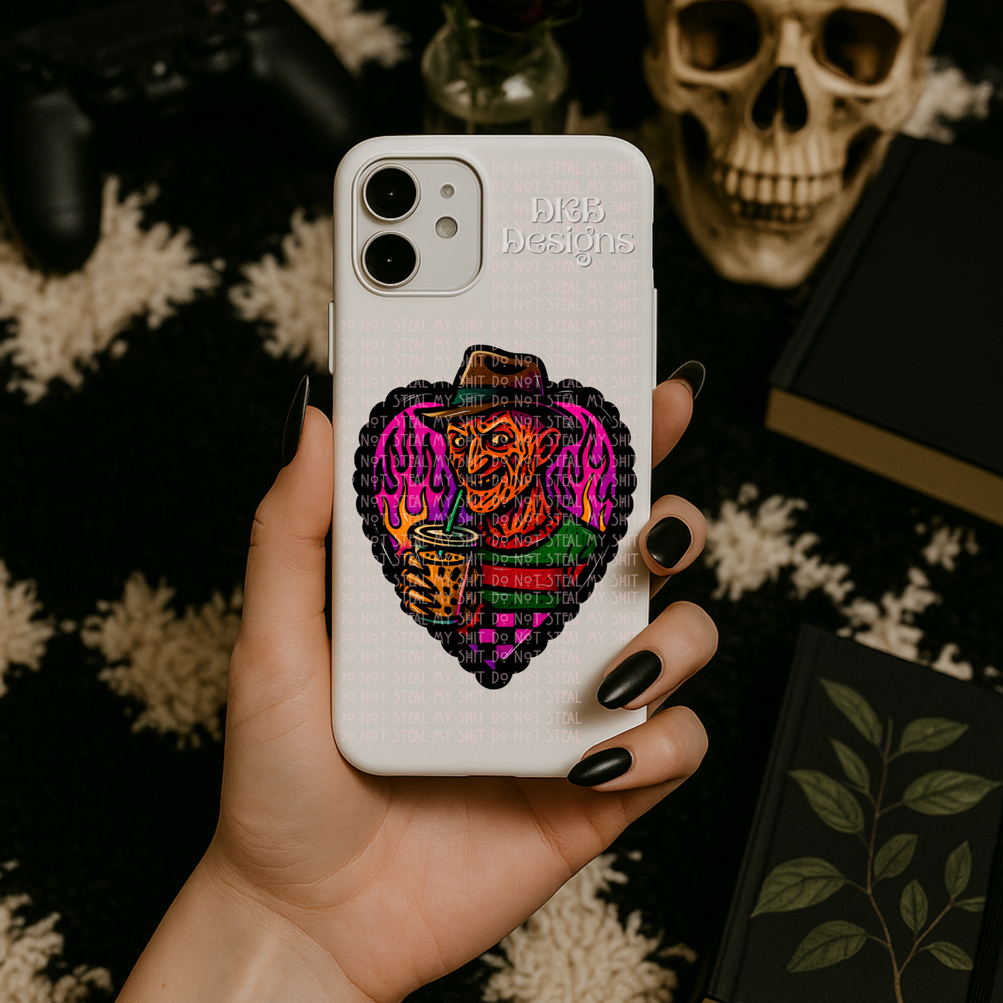 Horror coffee heart UV DTF