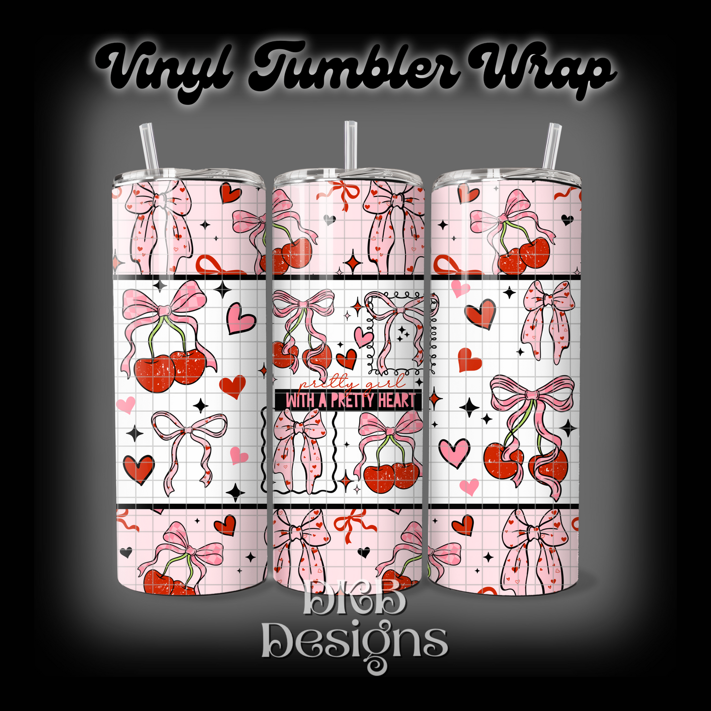 Pretty heart vinyl tumbler wrap
