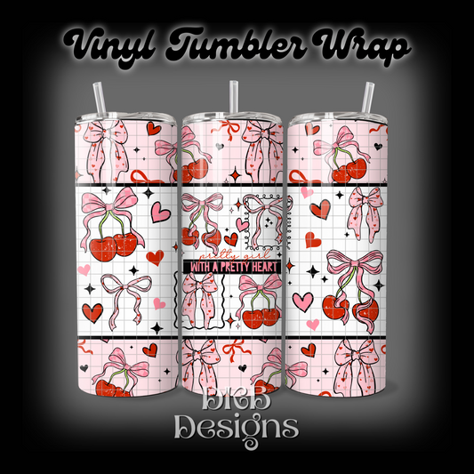 Pretty heart vinyl tumbler wrap