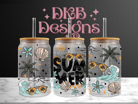 Summer 16oz glass can UV DTF