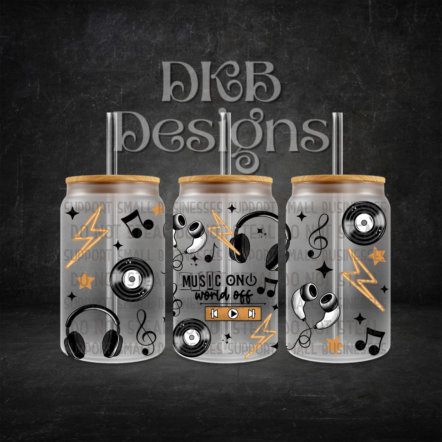 Music on 16oz glass can UV DTF