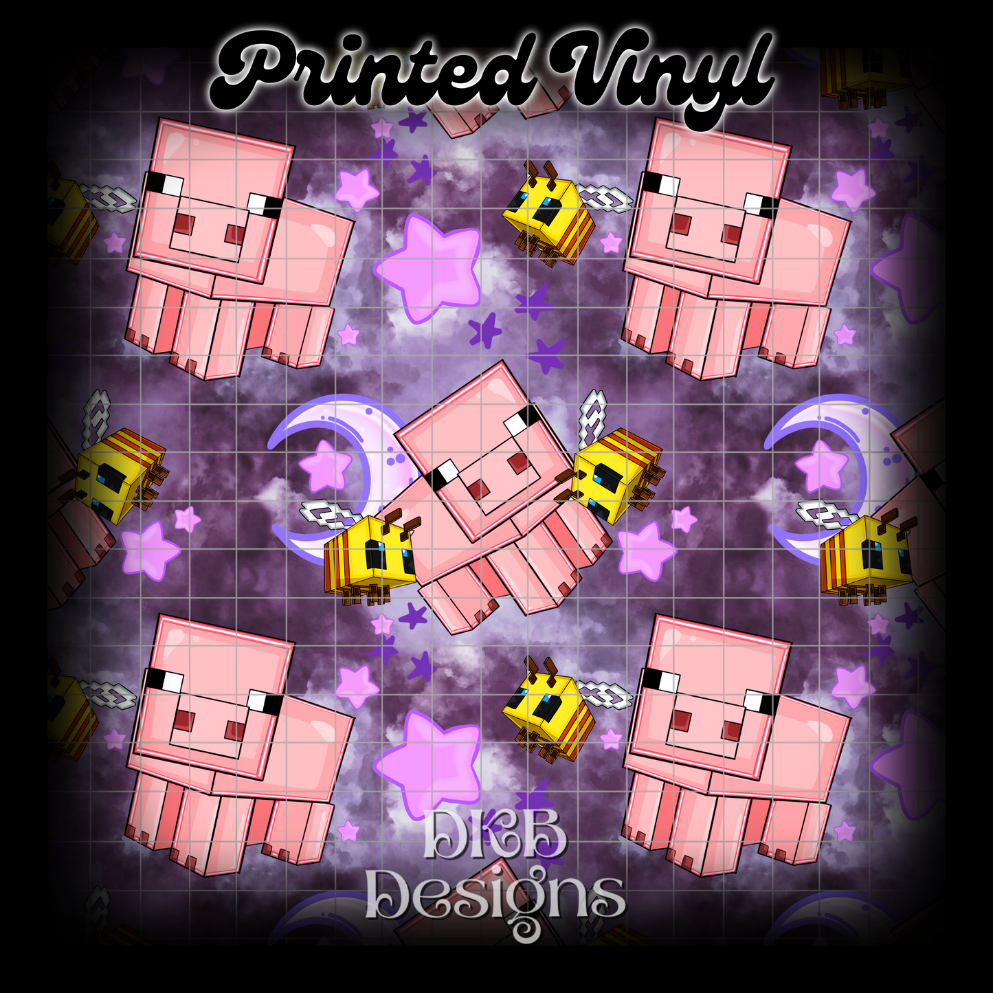 Pig purple stars Printed Vinyl (5 color ways)