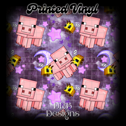 Pig purple stars Printed Vinyl (5 color ways)