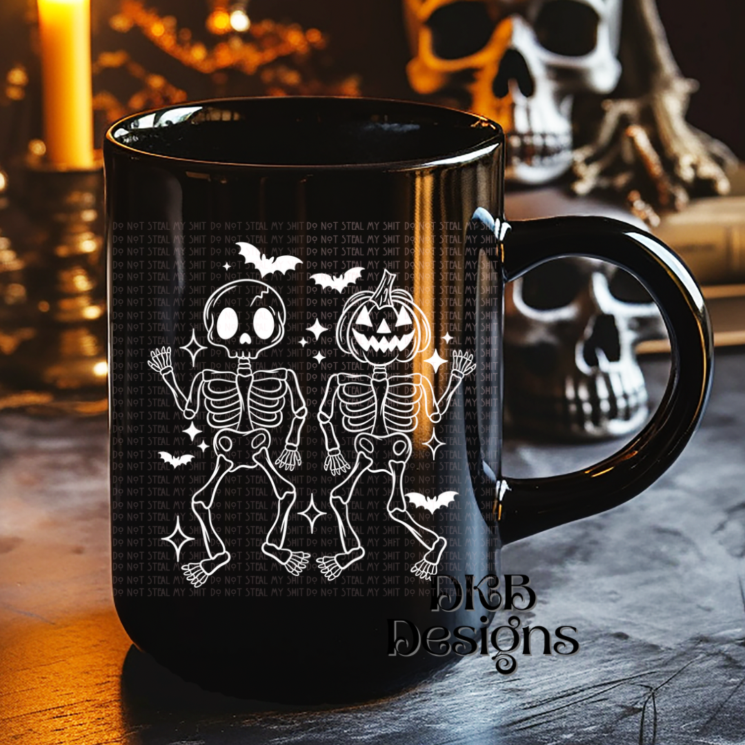 White halloween skellies UV DTF