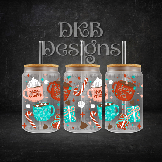 Christmas mugs 16oz glass can UV DTF