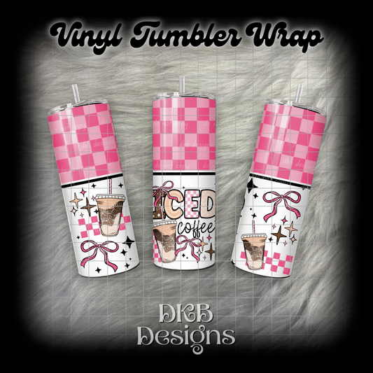 Pink Iced coffee vinyl tumbler wrap