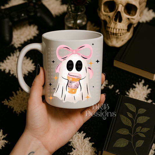 Coffee bow ghost UV DTF