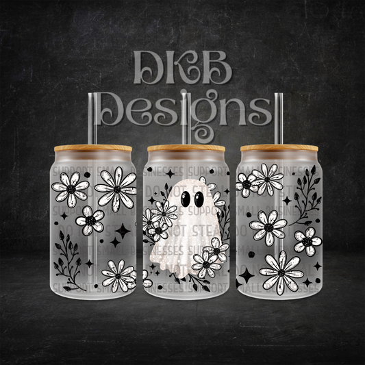 Daisy ghost 16oz glass can UV DTF
