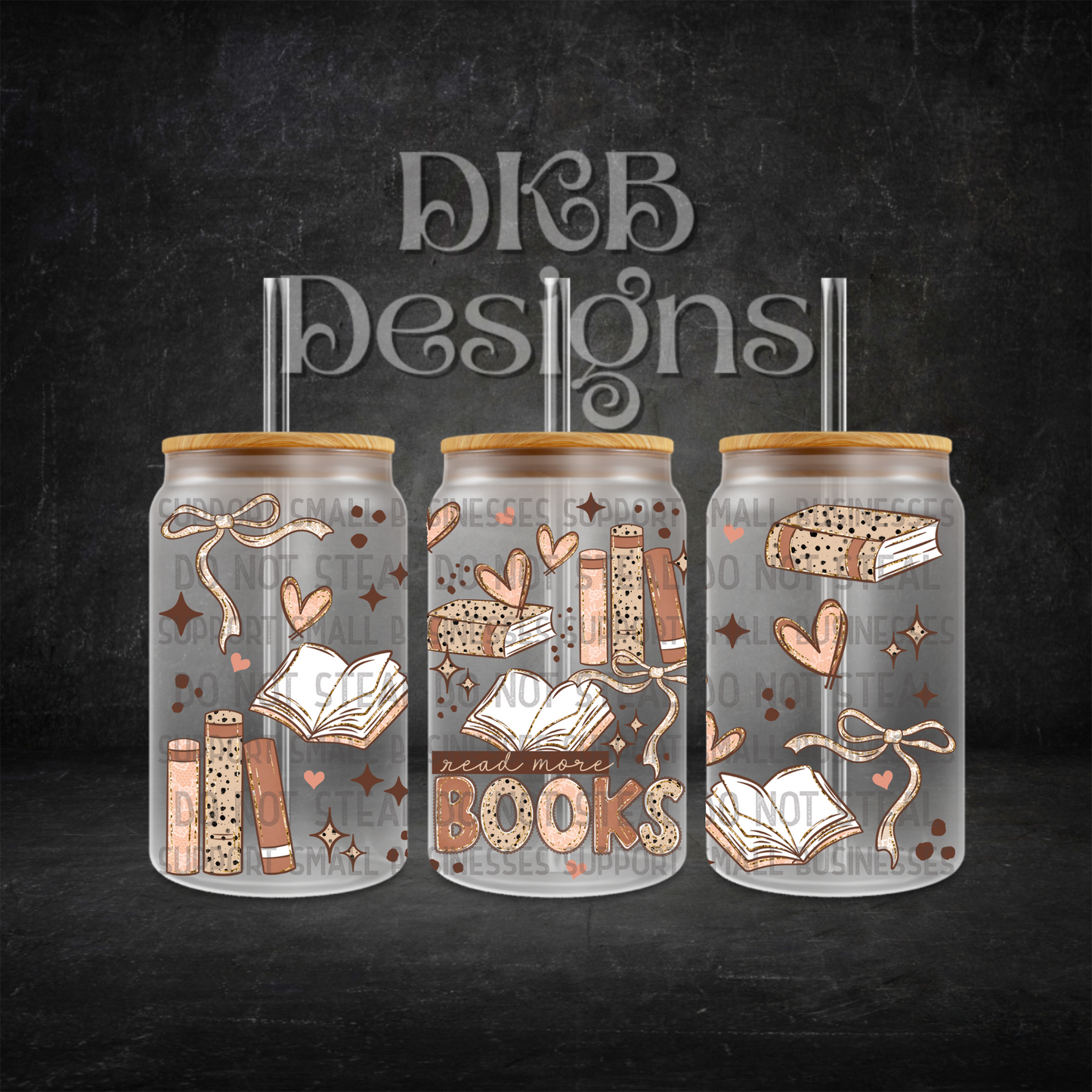 Read more books 16oz glass can UV DTF